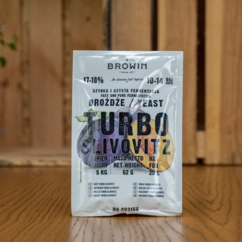 Drożdże gorzelnicze, do Śliwowicy Turbo Slivovitz 62g na 25l Drożdże gorzelnicze, do Śliwowicy Turbo Slivovitz 62g na 25l