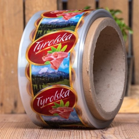 Osłonka termokurczliwa, barierowa, 115/73mm, 1mb z nadrukiem Tyrolska Osłonka termokurczliwa, barierowa, 115/73mm, 1mb z nadrukiem Tyrolska